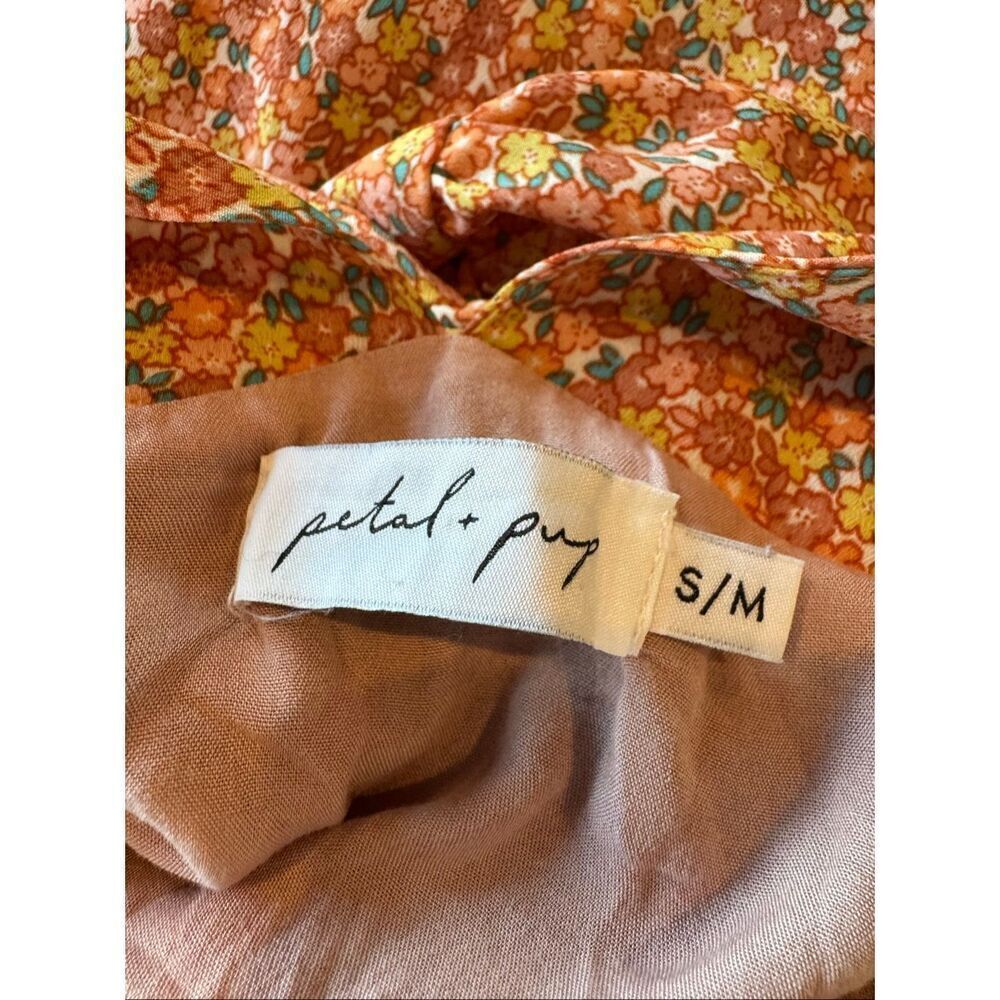 Petal & Pup Babydoll Floral A-Line Mini Dress S/M Orange Ruffle Summer Boho - Picture 6 of 6